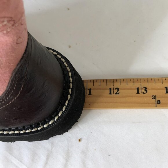 Ariat Fatbaby Boots Womens Size 7.5 Brown Ostrich Print Blush Suede 4LR 14765 - Picture 5 of 16